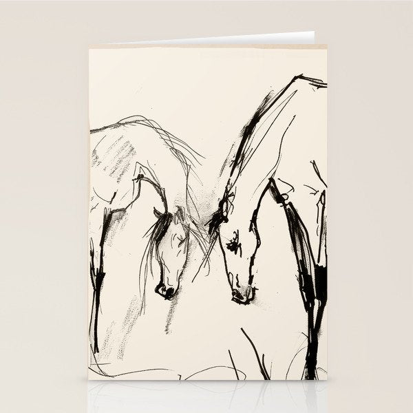 Two Horses - Minimal Line Drawing Stationery Card Gallery Image 1