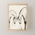 Two Horses - Minimal Line Drawing Mini Art Print Gallery Image 1
