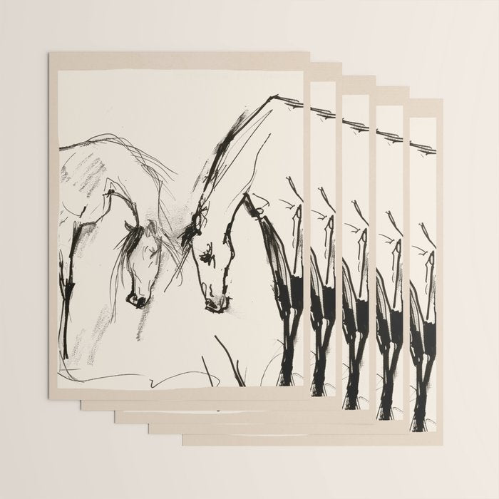 Two Horses - Minimal Line Drawing Wrapping Paper Gallery Image 3