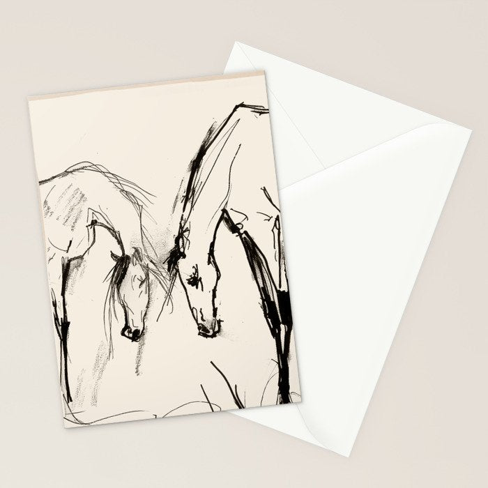 Two Horses - Minimal Line Drawing Stationery Card Gallery Image 2