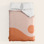 Nami Minimalist Wave and Sun Abstract in Pale Blush Pink and Orange Duvet Cover Gallery Image 6
