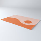 Nami Minimalist Wave and Sun Abstract in Pale Blush Pink and Orange Rug Gallery Image 3