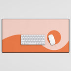 Nami Minimalist Wave and Sun Abstract in Pale Blush Pink and Orange Desk Mat Gallery Image 1