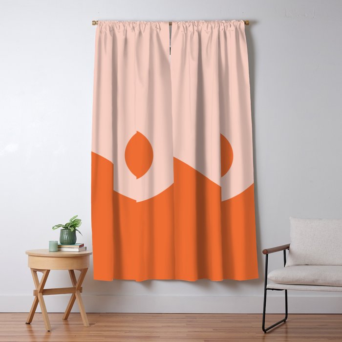 Nami Minimalist Wave and Sun Abstract in Pale Blush Pink and Orange Window Curtain Gallery Image 5