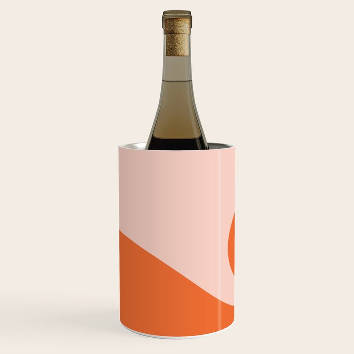 Nami Minimalist Wave and Sun Abstract in Pale Blush Pink and Orange Wine Chiller Gallery Image 1