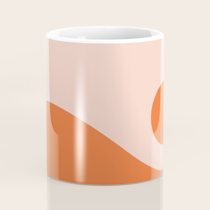 Nami Minimalist Wave and Sun Abstract in Pale Blush Pink and Orange Coffee Mug Gallery Image 4