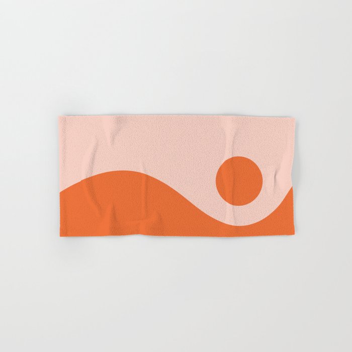 Nami Minimalist Wave and Sun Abstract in Pale Blush Pink and Orange Bath Towel Gallery Image 1