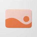 Nami Minimalist Wave and Sun Abstract in Pale Blush Pink and Orange Bath Mat Gallery Image 1