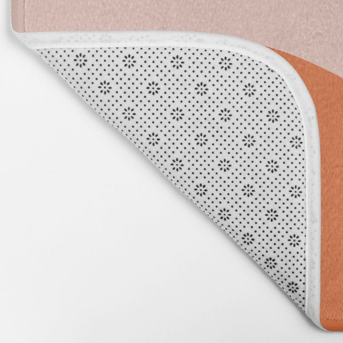 Nami Minimalist Wave and Sun Abstract in Pale Blush Pink and Orange Bath Mat Gallery Image 2