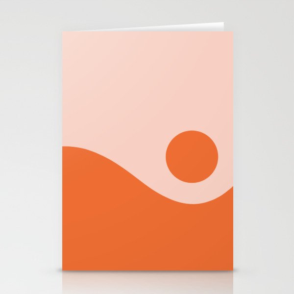 Nami Minimalist Wave and Sun Abstract in Pale Blush Pink and Orange Stationery Card Gallery Image 2