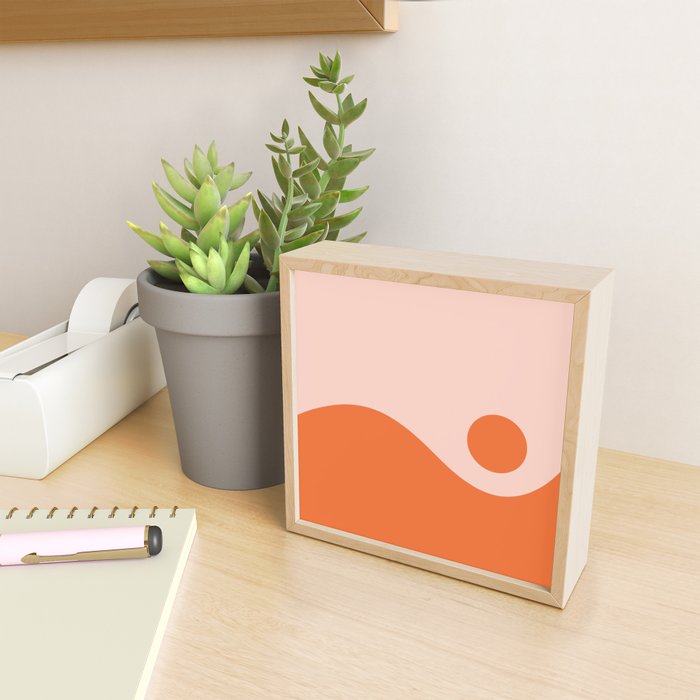Nami Minimalist Wave and Sun Abstract in Pale Blush Pink and Orange Mini Art Print Gallery Image 2