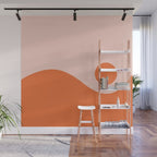 Nami Minimalist Wave and Sun Abstract in Pale Blush Pink and Orange Wall Mural Gallery Image 1