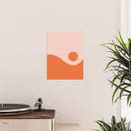 Nami Minimalist Wave and Sun Abstract in Pale Blush Pink and Orange Poster Gallery Image 2