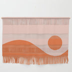 Nami Minimalist Wave and Sun Abstract in Pale Blush Pink and Orange Wall Hanging Gallery Image 1