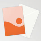 Nami Minimalist Wave and Sun Abstract in Pale Blush Pink and Orange Stationery Card Gallery Image 2