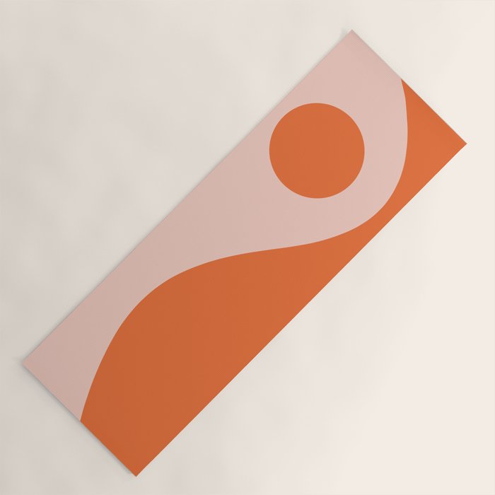 Nami Minimalist Wave and Sun Abstract in Pale Blush Pink and Orange Yoga Mat Gallery Image 1