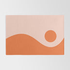 Nami Minimalist Wave and Sun Abstract in Pale Blush Pink and Orange Rug Gallery Image 2