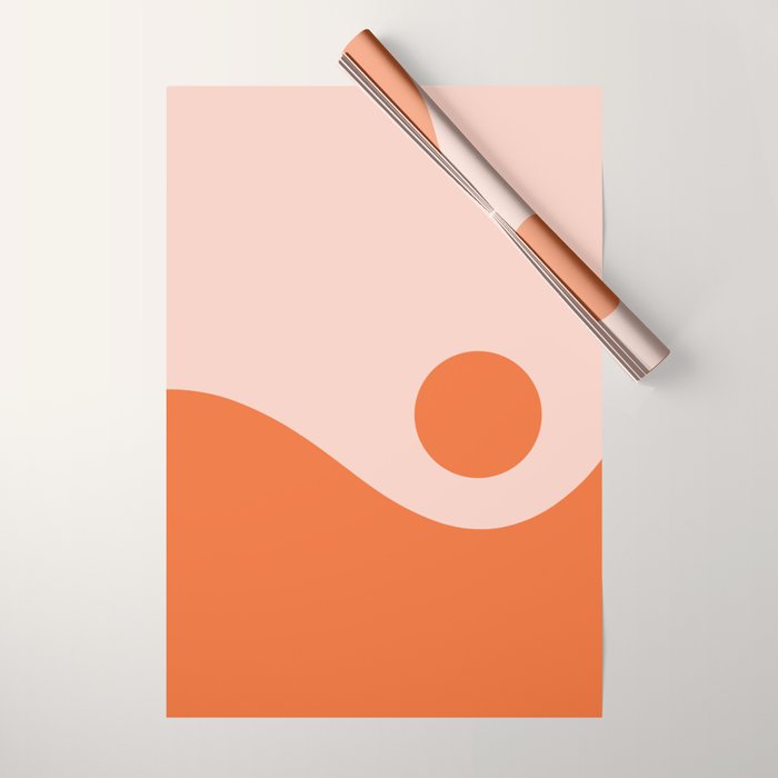 Nami Minimalist Wave and Sun Abstract in Pale Blush Pink and Orange Wrapping Paper Gallery Image 1