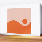Nami Minimalist Wave and Sun Abstract in Pale Blush Pink and Orange Wall Mural Gallery Image 2