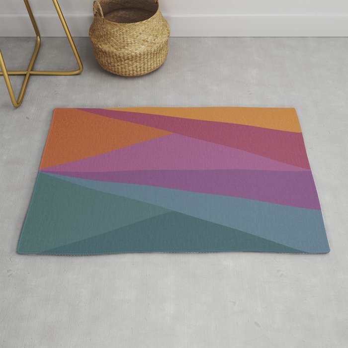 Geometric Triangles X Retro Rainbow Rug Gallery Image 1