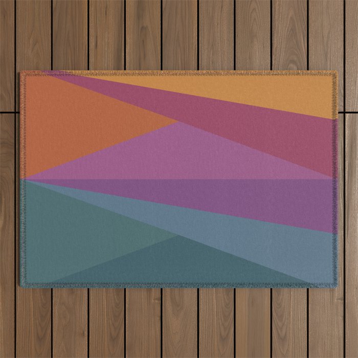 Geometric Triangles X Retro Rainbow Outdoor Rug Gallery Image 1