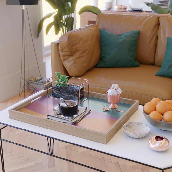 Geometric Triangles X Retro Rainbow Serving Tray Gallery Image 2