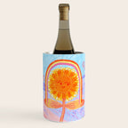 Retro Sunflower & Rainbow in Blue & Pink Wine Chiller Gallery Image 1