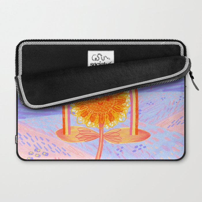 Retro Sunflower & Rainbow in Blue & Pink Laptop Sleeve Gallery Image 2
