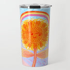 Retro Sunflower & Rainbow in Blue & Pink Travel Mug Gallery Image 1