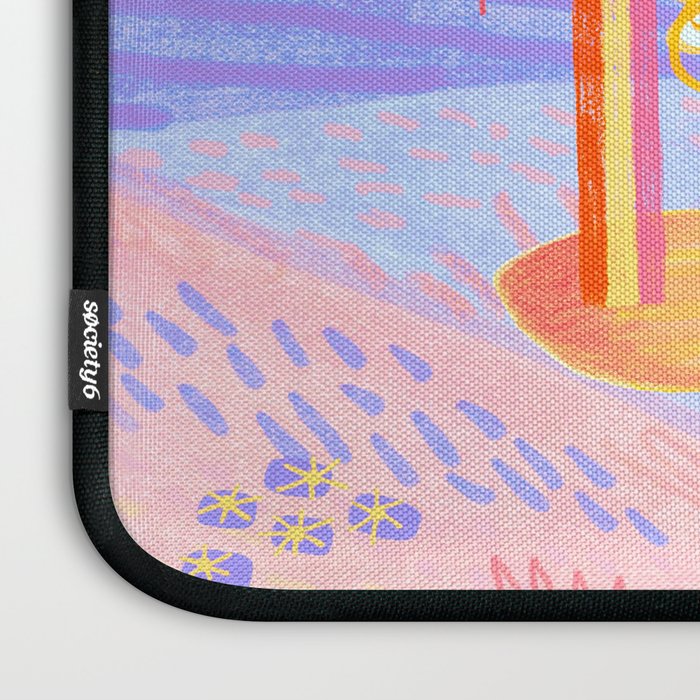 Retro Sunflower & Rainbow in Blue & Pink Laptop Sleeve Gallery Image 3