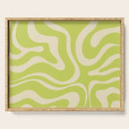 Modern Retro Liquid Swirl Abstract Pattern Light Lime Linden and Beige Serving Tray Gallery Image 1