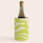 Modern Retro Liquid Swirl Abstract Pattern Light Lime Linden and Beige Wine Chiller Gallery Image 2