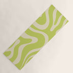 Modern Retro Liquid Swirl Abstract Pattern Light Lime Linden and Beige Yoga Mat Gallery Image 1