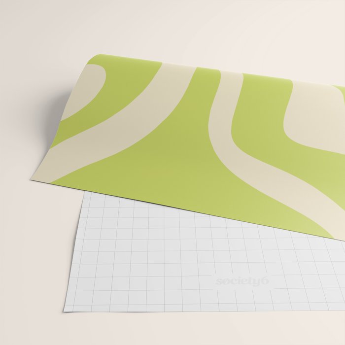 Modern Retro Liquid Swirl Abstract Pattern Light Lime Linden and Beige Wrapping Paper Gallery Image 2