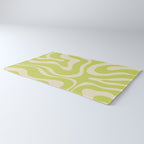 Modern Retro Liquid Swirl Abstract Pattern Light Lime Linden and Beige Rug Gallery Image 3