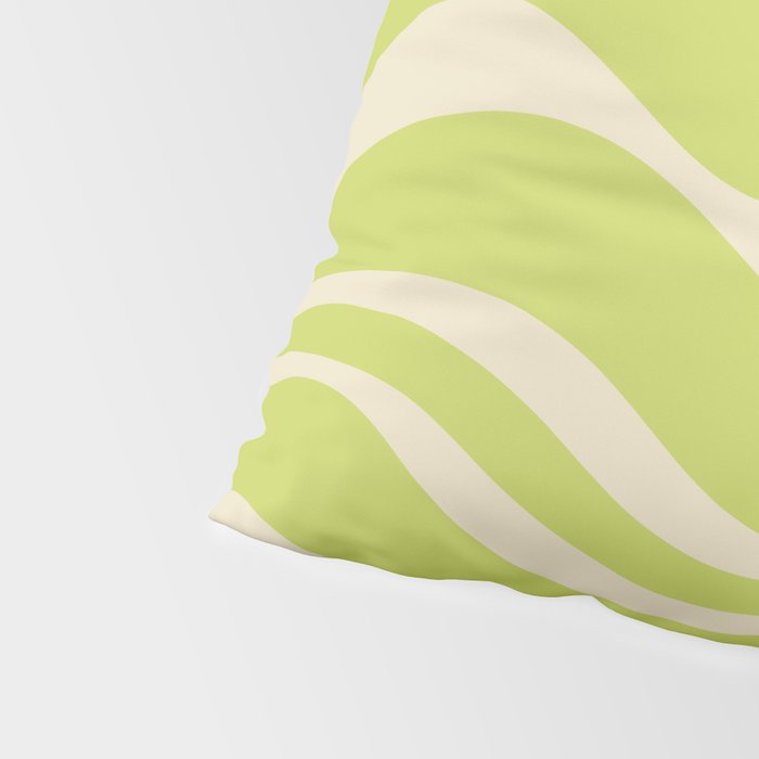 Modern Retro Liquid Swirl Abstract Pattern Light Lime Linden and Beige Pillow Sham Gallery Image 4