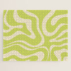 Modern Retro Liquid Swirl Abstract Pattern Light Lime Linden and Beige Jigsaw Puzzle Gallery Image 1