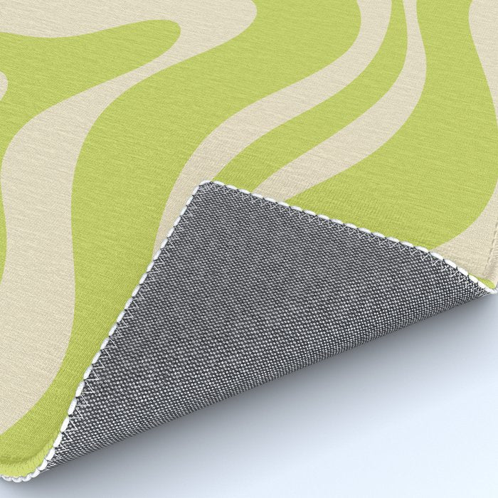 Modern Retro Liquid Swirl Abstract Pattern Light Lime Linden and Beige Rug Gallery Image 4