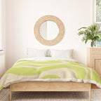 Modern Retro Liquid Swirl Abstract Pattern Light Lime Linden and Beige Duvet Cover Gallery Image 3