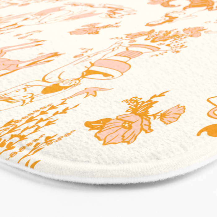 Honey, Pink & Gold Zodiac Toile Pattern. A Great Gift Idea For Astrology Fans! Bath Mat Gallery Image 3
