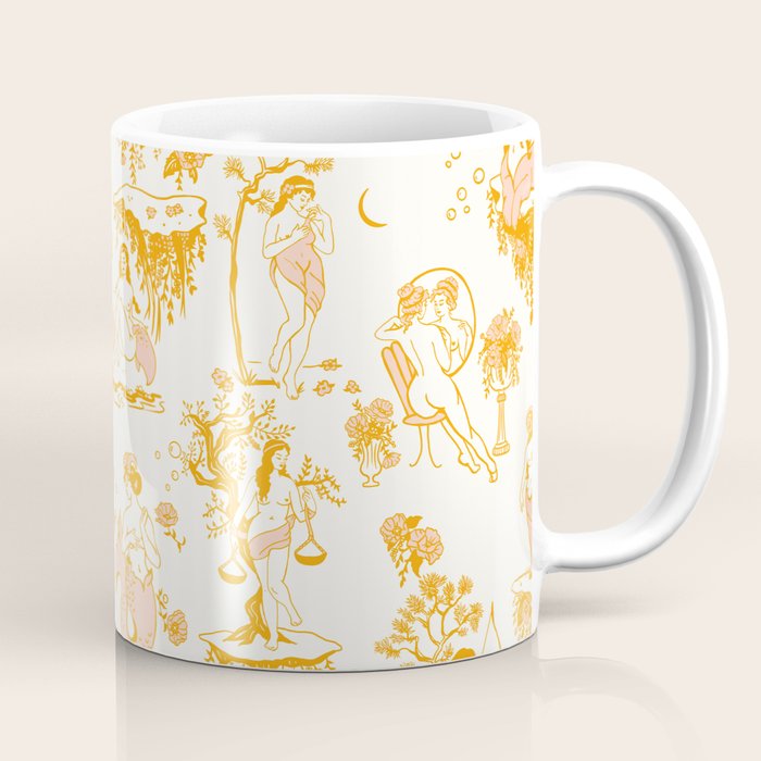 Honey, Pink & Gold Zodiac Toile Pattern. A Great Gift Idea For Astrology Fans! Coffee Mug Gallery Image 1