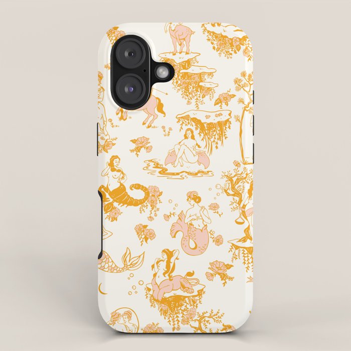 Honey, Pink & Gold Zodiac Toile Pattern. A Great Gift Idea For Astrology Fans! iPhone Case Gallery Image 1