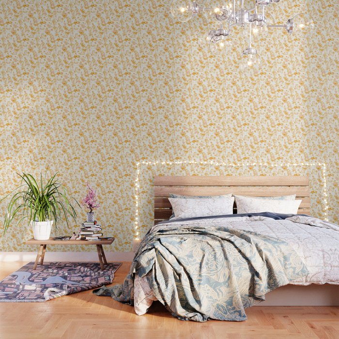 Honey, Pink & Gold Zodiac Toile Pattern. A Great Gift Idea For Astrology Fans! Wallpaper Gallery Image 1