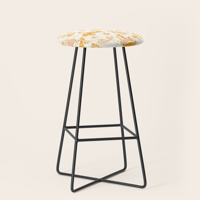 Honey, Pink & Gold Zodiac Toile Pattern. A Great Gift Idea For Astrology Fans! Stool Gallery Image 1