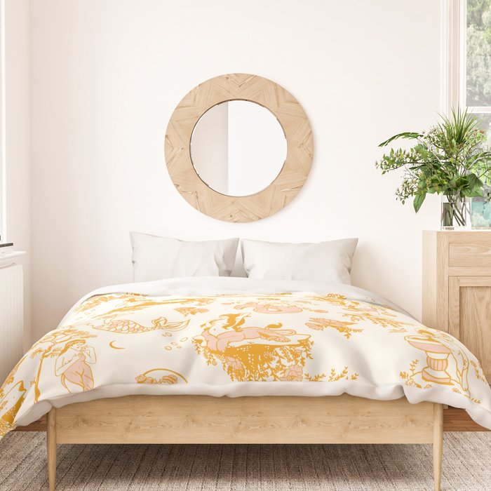 Honey, Pink & Gold Zodiac Toile Pattern. A Great Gift Idea For Astrology Fans! Duvet Cover Gallery Image 3