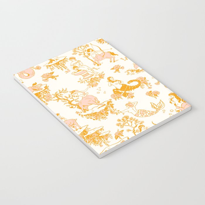 Honey, Pink & Gold Zodiac Toile Pattern. A Great Gift Idea For Astrology Fans! Notebook Gallery Image 3