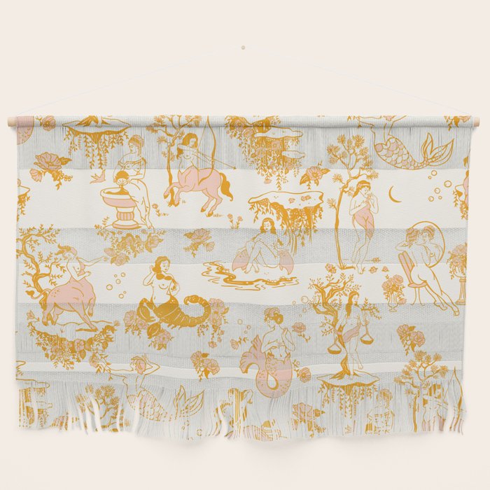 Honey, Pink & Gold Zodiac Toile Pattern. A Great Gift Idea For Astrology Fans! Wall Hanging Gallery Image 1
