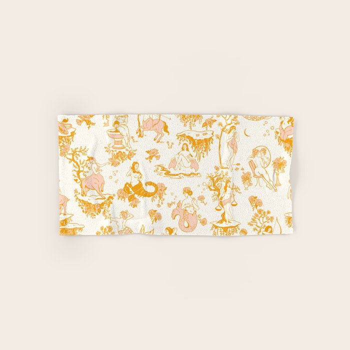 Honey, Pink & Gold Zodiac Toile Pattern. A Great Gift Idea For Astrology Fans! Bath Towel Gallery Image 1