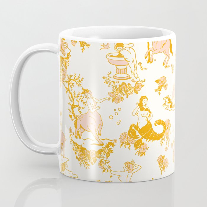 Honey, Pink & Gold Zodiac Toile Pattern. A Great Gift Idea For Astrology Fans! Coffee Mug Gallery Image 3