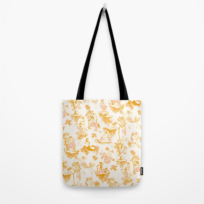 Honey, Pink & Gold Zodiac Toile Pattern. A Great Gift Idea For Astrology Fans! Tote Bag Gallery Image 2
